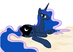 Size: 1550x1100 | Tagged: safe, artist:sotoco, princess luna, pony, g4, female, prone, solo