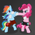Size: 1000x1000 | Tagged: safe, artist:madmax, pinkie pie, rainbow dash, earth pony, pegasus, pony, g4, 2010s, 2012, bandage, bipedal, blue eyes, blue fur, blue wings, boxing, boxing shorts, clothes, confident, dark grey background, determined, female, fight, gym shorts, leg wraps, mare, martial arts, multicolored hair, multicolored mane, multicolored tail, pink eyes, pink fur, pink mane, pink tail, rainbow hair, rainbow tail, serious, shadow, shorts, smiling, smirk, tomboy, wings