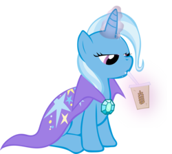 Size: 6700x6000 | Tagged: safe, artist:blindcavesalamander, trixie, pony, unicorn, boast busters, g4, absurd resolution, cup, drink, female, oat smoothie, simple background, sitting, smoothie, solo, straw, transparent background, vector