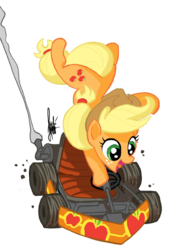 Size: 600x840 | Tagged: safe, artist:theartrix, applejack, earth pony, pony, g4, female, go kart, go-kart, kart, male, mario, mario kart, ponykart, racing, simple background, solo, transparent background