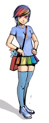 Size: 400x989 | Tagged: safe, artist:kr0npr1nz, rainbow dash, human, g4, clothes, converse, female, humanized, shoes, simple background, skirt, solo, white background