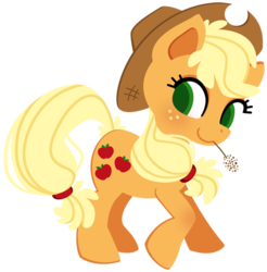 Size: 491x500 | Tagged: safe, artist:sprits, applejack, pony, g4, colored pupils, female, lineless, simple background, solo, straw in mouth, transparent background