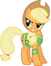 Size: 4629x6000 | Tagged: safe, artist:lexuzieel, applejack, earth pony, pony, g4, my little pony: friendship is magic, winter wrap up, absurd resolution, clothes, female, mare, plant team, simple background, solo, transparent background, vector, vest, winter wrap up vest