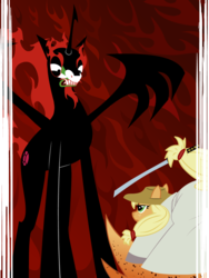 Size: 960x1280 | Tagged: safe, artist:lordbojangles, applejack, g4, aku, crossover, ponified, samurai applejack, samurai jack