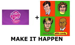 Size: 1337x796 | Tagged: safe, g4, exploitable meme, make it happen, meta, my little pony logo, stephen colbert, strangers with candy