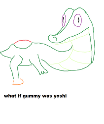 Size: 800x948 | Tagged: safe, gummy, yoshi, g4, exploitable meme, male, mario, meme, species swap, super mario, wut if gummy wuz a meme