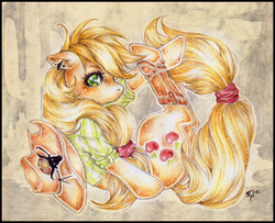 Size: 871x708 | Tagged: safe, artist:nauticca, artist:o-kamii, applejack, earth pony, pony, g4, female, solo