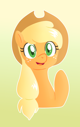 Size: 440x700 | Tagged: dead source, safe, artist:marikaefer, applejack, earth pony, pony, g4, female, raised hoof, solo