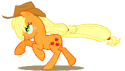 Size: 800x457 | Tagged: safe, artist:iks83, applejack, earth pony, pony, g4, animated, applejack's hat, cowboy hat, female, hat, mare, running, simple background, solo, white background