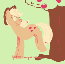 Size: 437x430 | Tagged: safe, artist:sprink-on-your-spronk, applejack, earth pony, pony, g4, female, solo, tree