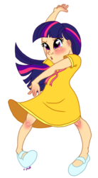 Size: 395x716 | Tagged: safe, artist:c-puff, twilight sparkle, human, g4, clothes, dancing, do the sparkle, dress, female, humanized, light skin, simple background, solo, the club can't even handle me right now, transparent background