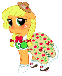 Size: 657x808 | Tagged: safe, artist:c-puff, applejack, earth pony, pony, g4, clothes, dress, female, simple background, solo, transparent background