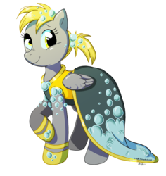 Size: 972x1031 | Tagged: safe, artist:c-puff, derpy hooves, pegasus, pony, g4, alternate hairstyle, clothes, dress, female, gala dress, mare, simple background, solo, transparent background