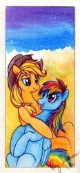 Size: 433x930 | Tagged: safe, artist:suane, applejack, rainbow dash, g4, bookmark, female, lesbian, ship:appledash, shipping