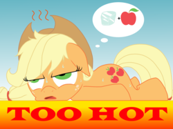 Size: 2592x1936 | Tagged: safe, artist:flowersimh, applejack, earth pony, pony, g4, female, prone, solo, sweat