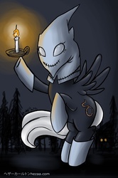Size: 600x906 | Tagged: dead source, safe, artist:hezaa, pegasus, pony, candle, candlejack, freakazoid, night, ponified, solo