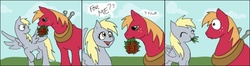 Size: 1000x265 | Tagged: artist needed, safe, big macintosh, derpy hooves, earth pony, pony, g4, comic, crack shipping, eating, female, flower, herbivore, horses doing horse things, male, mare, rose, ship:derpymac, shipping, stallion, straight