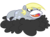 Size: 780x579 | Tagged: dead source, safe, artist:tess, derpy hooves, slowpoke (pokémon), g4, cloud, crossover, female, lying down, lying on a cloud, on a cloud, open mouth, pokefied, pokémon, prone, simple background, solo, species swap, transparent background