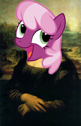 Size: 743x1155 | Tagged: safe, cheerilee, earth pony, pony, g4, female, fine art parody, mona lisa, open mouth, smiling, solo