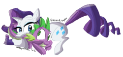 Size: 612x284 | Tagged: safe, artist:lonelywolf182, rarity, spike, dragon, pony, unicorn, g4, female, interspecies, male, mare, ship:sparity, shipping, simple background, straight, transparent background