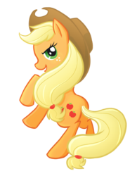 Size: 599x768 | Tagged: safe, artist:steambunny, applejack, earth pony, pony, g4, female, rearing, simple background, solo