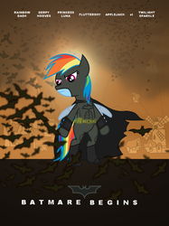 Size: 566x755 | Tagged: safe, artist:sefling, rainbow dash, g4, batman, batman begins, batmare, crossover, movie poster, parody