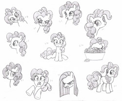 Size: 1999x1655 | Tagged: safe, artist:nimaru, pinkie pie, earth pony, pony, g4, angry, female, looking at you, mare, pinkamena diane pie, screaming, sketch, smiling, surprised, traditional art