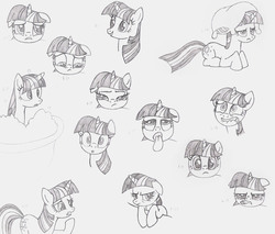 Size: 1972x1684 | Tagged: safe, artist:nimaru, twilight sparkle, g4, pillow, pillow hat, sketch