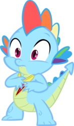 Size: 2439x4152 | Tagged: safe, artist:chromadancer, spike, dragon, g4, the return of harmony, element of loyalty, male, new rainbow dash, palette swap, recolor, simple background, solo, transparent background, vector