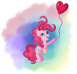 Size: 1995x1927 | Tagged: safe, artist:pklove-chan, pinkie pie, earth pony, pony, g4, balloon, cupcake, female, solo
