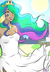 Size: 1000x1412 | Tagged: safe, artist:emberfan11, princess celestia, human, g4, humanized, solo