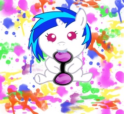 Size: 3912x3600 | Tagged: safe, artist:bugglelugs, dj pon-3, vinyl scratch, pony, g4, foal, high res, solo