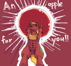 Size: 485x450 | Tagged: safe, artist:usappy-barkhaward, big macintosh, earth pony, pony, g4, apple, lifting, male, muscles, stallion