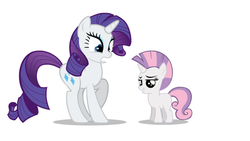Size: 873x491 | Tagged: safe, rarity, sweetie belle, pony, unicorn, g4, alternate hairstyle, duo, female, mohawk, siblings, sisters