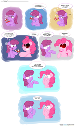 Size: 1500x2517 | Tagged: safe, artist:epulson, berry punch, berryshine, pinkie pie, g4, comic, zalgo