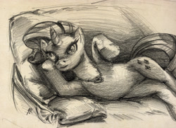 Size: 1907x1380 | Tagged: safe, artist:cow41087, rarity, pony, unicorn, g4, draw me like one of your french girls, female, mare, monochrome, necklace, parody, pencil drawing, solo, sultry pose, titanic, traditional art