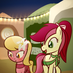 Size: 800x800 | Tagged: safe, artist:why485, lily, lily valley, roseluck, pony, g4, duo