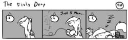 Size: 802x253 | Tagged: safe, artist:tetrapony, derpy hooves, pegasus, pony, comic:the daily derp, g4, comic, female, mare, monochrome, muffin, sleeping, the fivly derp, video game, zzz