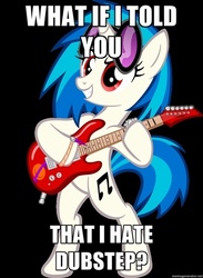 Size: 400x547 | Tagged: safe, dj pon-3, vinyl scratch, g4, image macro, meme, text, trollbait