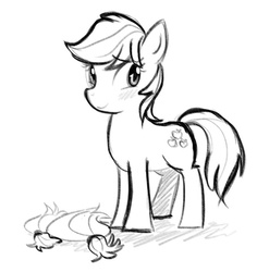 Size: 600x635 | Tagged: safe, artist:angeban, applejack, earth pony, pony, g4, alternate hairstyle, cute, female, jackabetes, mane, monochrome, short mane, solo