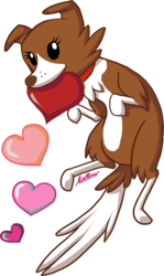 Size: 625x1047 | Tagged: safe, artist:hollowzero, winona, dog, g4, heart, simple background, solo, transparent background, valentine