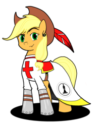 Size: 2648x3176 | Tagged: safe, artist:cordaxir, applejack, earth pony, pony, g4, bishop, chess, clothes, ear piercing, earring, feather, female, high res, piercing, solo
