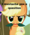 Size: 400x463 | Tagged: safe, edit, edited screencap, screencap, applejack, g4, my little pony: friendship is magic, secret of my excess, caption, hub logo, leaf moustache, moustache, pun