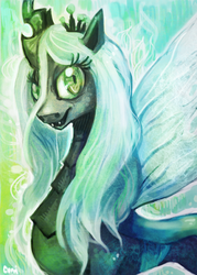 Size: 469x654 | Tagged: dead source, safe, artist:agentcorrina, queen chrysalis, changeling, changeling queen, g4, female