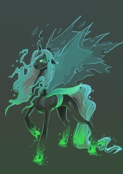 Size: 800x1130 | Tagged: safe, artist:outofkitchen, queen chrysalis, changeling, changeling queen, g4, crown, female, jewelry, regalia, solo, transparent wings, wings