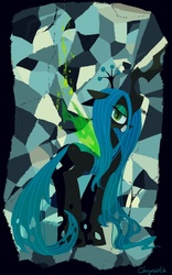 Size: 500x800 | Tagged: safe, artist:mutagorou0w0, queen chrysalis, changeling, changeling queen, g4, fangs, female, frown, gritted teeth, looking at you, solo, standing