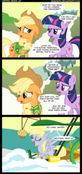 Size: 1092x2306 | Tagged: dead source, safe, artist:veggie55, applejack, derpy hooves, twilight sparkle, earth pony, pegasus, pony, unicorn, g4, winter wrap up, background pony, clothes, comic, eyes closed, female, floppy ears, food, mare, muffin, plant team, plow, snow, snow plow, spread wings, that pony sure does love muffins, unicorn twilight, vest, wings, winter wrap up vest