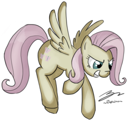Size: 800x753 | Tagged: safe, artist:b0nbon, fluttershy, pegasus, pony, g4, discorded, female, flutterbitch, grin, mare, simple background, solo, transparent background