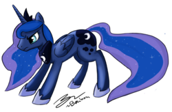 Size: 900x592 | Tagged: dead source, safe, artist:b0nbon, princess luna, pony, g4, angry, female, simple background, solo