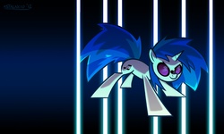 Size: 1280x766 | Tagged: safe, artist:astalakio, dj pon-3, vinyl scratch, pony, unicorn, g4, action pose, female, mare, solo